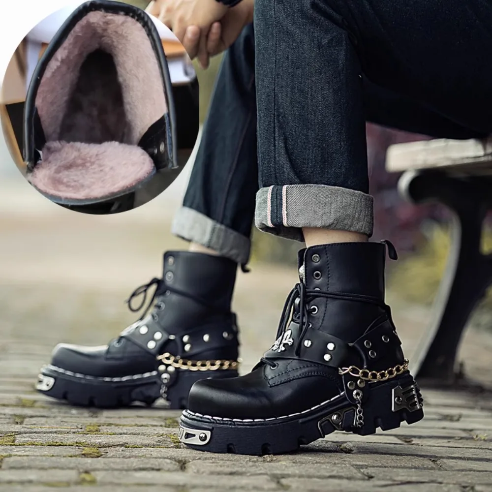 Motorcycle Chain - Sepatu Bot Motor Kulit Asli Pria,