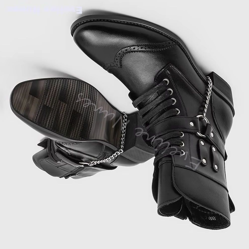 Motorcycle Chain - Sepatu Bot Tempur Punk Metal Berpaku