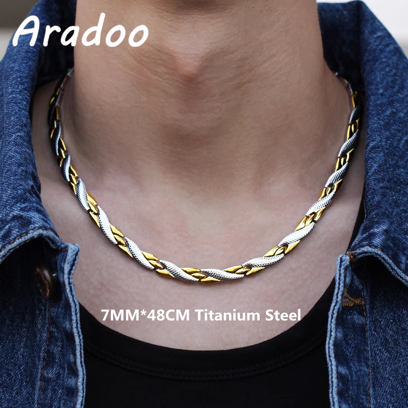 Ansi Chain - ARADOO kalung pola naga Titanium, Kalung