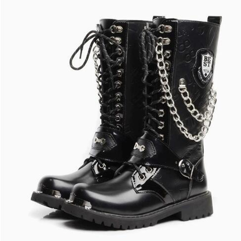 Steel Chain - Sepatu Bot Motor Pria Model Mid-calf