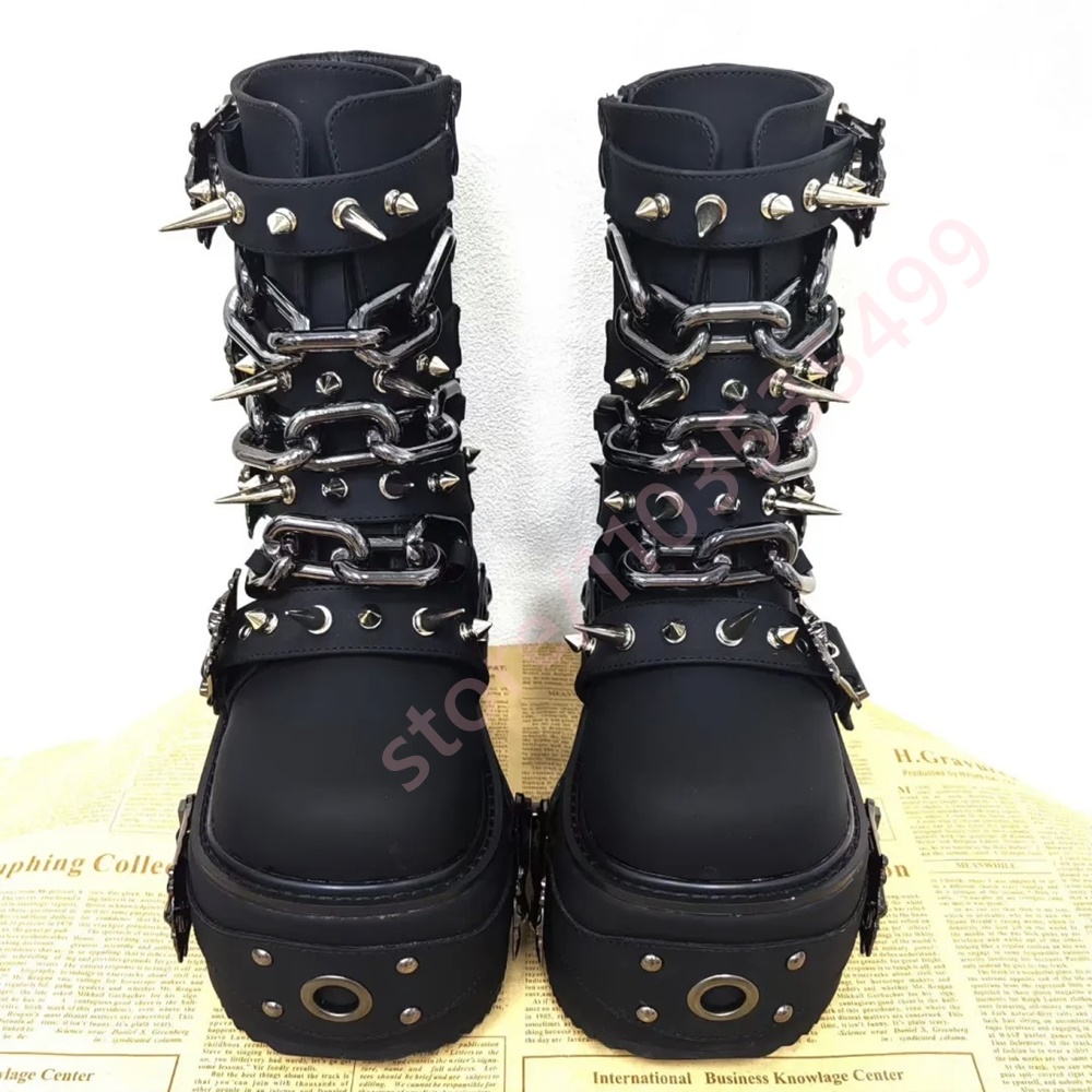 Sepatu Boots Platform Hitam Go - Motorcycle Chain ulasan dan harga