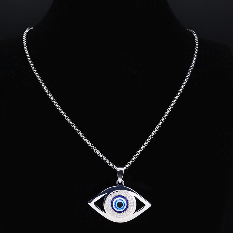 Kalung Mata Biru Islam Hamsa,  - Steel Chain ulasan dan harga